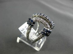 ESTATE LARGE 2.30CT DIAMOND & AAA SAPPHIRE 14KT WHITE GOLD 3D PAVE FUN RING