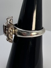 Vintage Sterling Silver 925 Ornate Filigree Bezel Amethyst Ring