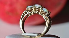 14k yellow gold ring 1.25ct Australian fiery opal size 5.75 antique 3.8gr N3005D