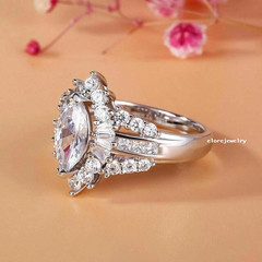 3.50 Ct Marquise Cut Lab Created Diamond 14K White Gold Finish Engagement Ring