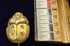 MMA Metropolitan Museum Of Art Goldtone Scarab Stickpin w/Swarovski Crystals