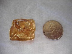 Vtg Crown Trifari Clip EARRINGS 1955-1969 Brushed Gold Square & Layered Leaves