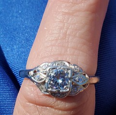Original EARTH MINED DIAMOND Deco Engagement Ring VINTAGE PLATINUM Solitaire 8