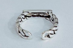 Vintage Chain Bar Engraved Letter Open Ring Retro Antique Silver Adjustable