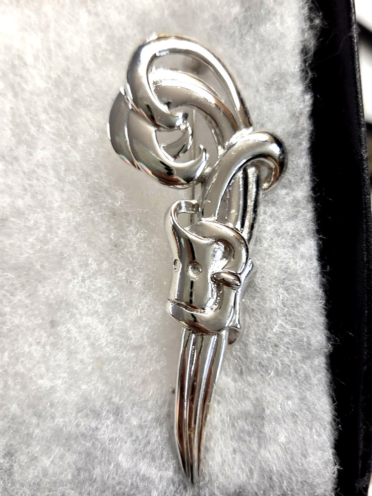 Vtg Danecraft silver tone Belt Buckle Feather style Pin