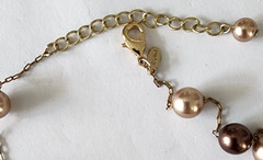 Vintage RMN goldtone chain with 2 tone brown faux pearls beads