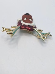 Vintage Reindeer Santa Hat Glitter Enamel Retro Christmas Pin Brooch Danecraft
