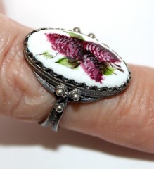 Vintage Russian Hand Painted Enamel Rings 3 Variation Finift Technique #76,80,82