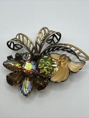Edlee Molded Glass Multicolor Rhinestone Brooch