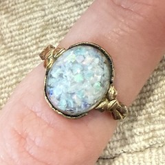 Vintage C&C Clark Coombs 10k Gold Filled Victorian Style Ring Faux Opal Size 5.5