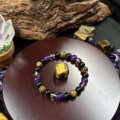 Natural Stone Symbolic Beaded Bracelet UNISEX Anxiety Relief Protection Jewelry