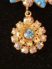 Juliana DE VTG Turquoise Marquise Pendant Necklace Clip Earrings Set READ Detail