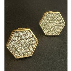 Vintage Rhinestone Earrings Clip Ons Gold Tone