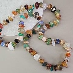 Vintage Stone Beaded Necklace Beggars Beads Endless 26″