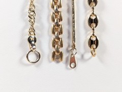 Vtg Bracelet Lot Twisted Rope Flat Snake Chain Puff Mariner Square Link Gold Ton
