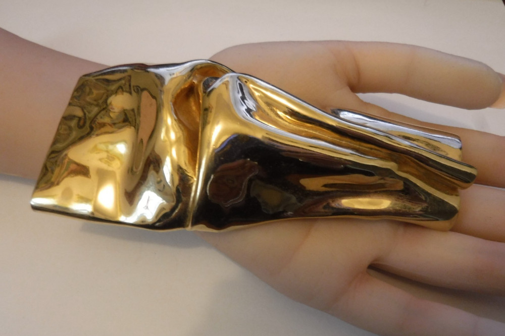 Authenticated Designer Marcella Saltz Signed Modern Minimalist Belt Buckle Rare