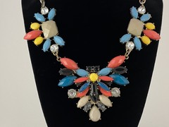 Color Burst Statment Necklace 19” Fun Funky Playful Multi Colors