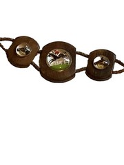 VINTAGE ESSEX CRYSTAL HORSE BRACELET REVERSE PAINT EQUESTRIAN ON WOOD LEATHER