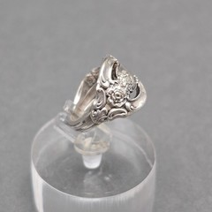 Vintage Oneida Community Silver Spoon Ring Size 3.5 Rose Floral Openwork