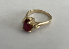 Vintage 14k Yellow Gold Pink Tourmaline with Diamonds Ring Sz 5.5