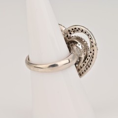 Original Vintage Sterling Siilver Zirconia Moissanite Gemstone Pave Heart Ring