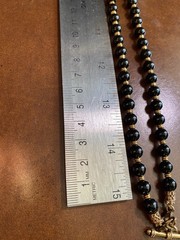 Vtg PATRICE Brass Carnelian Onyx Double Strand Bead Pendant Necklace Earring Set