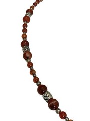 Red Stone Silver Tone Heart Necklace Earring Set Gothic Artsy Style