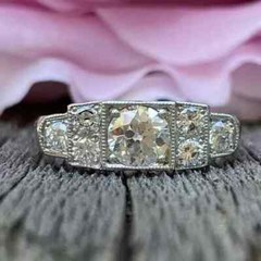 Art Deco Style Round Cut Lab Created Diamond Engagement Ring 14K White Gold FN