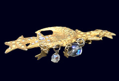 Vintage KIRKS FOLLY Celestial Moon Face Stars Brooch Pin