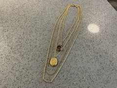 Vintage 20” Goldette 4-Strand Chain Intaglio Cameo & Locket Pendant Necklace