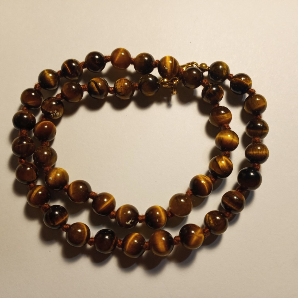 Vintage Tiger’s Eye Bead Necklace Germany 18.5 inch