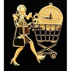 Danecraft Vintage Mother’s Day Pin Brooch Mom On Go Baby Shopping Cart NOS BinA9