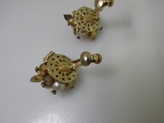 Vintage Vendome Faux Pearl Gold Bead Rhinestone Earrings Clip Layered Juliana St