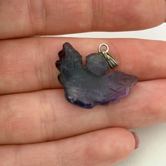 Genuine Amethyst Carved Guardian Angel Lucky Charm Pendant