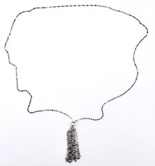 Vintage 925 Italy Sterling Silver Chain Tassel Necklace 32 in