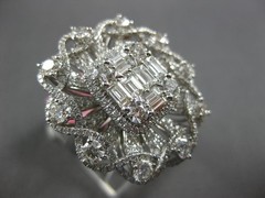 EXTRA LARGE 3.51CT DIAMOND 18KT WHITE GOLD ROUND & BAGUETTE FLOWER INFINITY RING