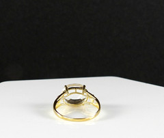 Vintage Solid 10K Yellow Gold Ring White Topaz Diamond Accent Cocktail Jewelry 7