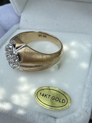 Vtg.14K Solid Yellow Gold Natural Mine Diamonds Cluster Heavy 10.18 gRing-Sz 7.5
