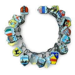 Vintage REU 800 Silver European Travel Charm Bracelet Paris Venice Munich 1972