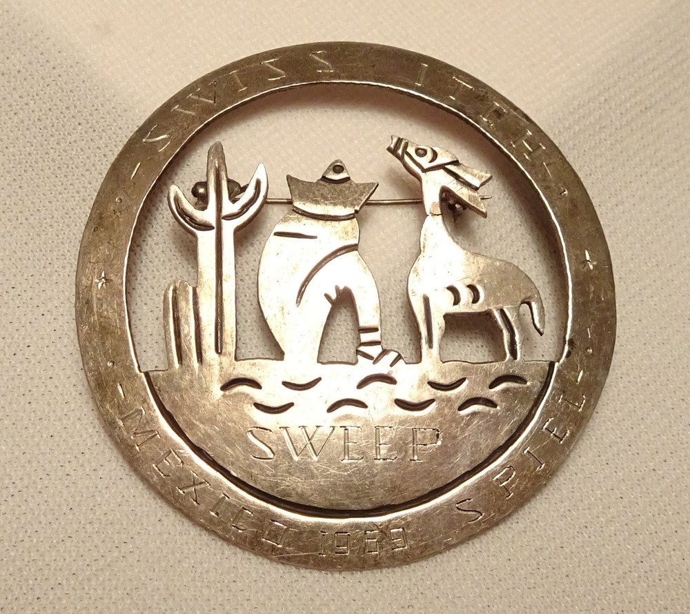 Tlaquepaque Jal Sterling Silver Pin Swiss Itch Sweep Mexico 1969 Spiel