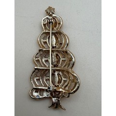 Vintage Hedy Christmas Tree Brooch Gold Tone Multi Color Rhinestone Pin 2.5″