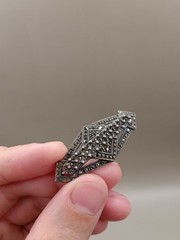 Judith Jack Marcasite Sterling Silver Brooch Pin Abstract
