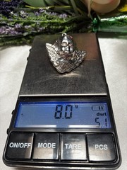 Vintage Fine 925 Sterling Silver 3D Puffy Angel Cherub Head Pendant