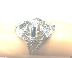 Antique Art Deco Diamond Engagement 20KT White Gold Ring Size 5.5 EGL USA