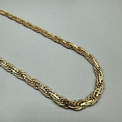 Vintage Gold Tone Twisted Rope Chain Necklace Classic Layering Piece Statement