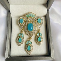 Antique Women’s Resin Gemstone Brooch Pin Anti glare Cheongsam Dress Corsage
