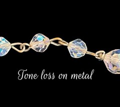 Vintage Aurora Borealis Crystal Drop Choker Statement Necklace 15in
