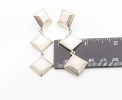 925 Sterling Silver Vintage Earrings BARRA Dangling Drop Square Design EG13519