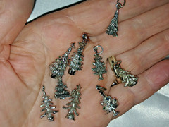 Vintage Lot of 9 Christmas Tree Pendants Charms 2 Sterling