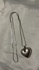Vintage 925 Sterling Silver Engraved Puffy Heart Necklace 20” Woman’s Jewelry